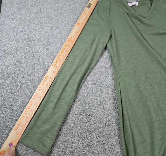 Pink Lily Heathered Green Bodycon Ruched Side Gather Long Sleeve Crew Sz Medium - Picture 7 of 9